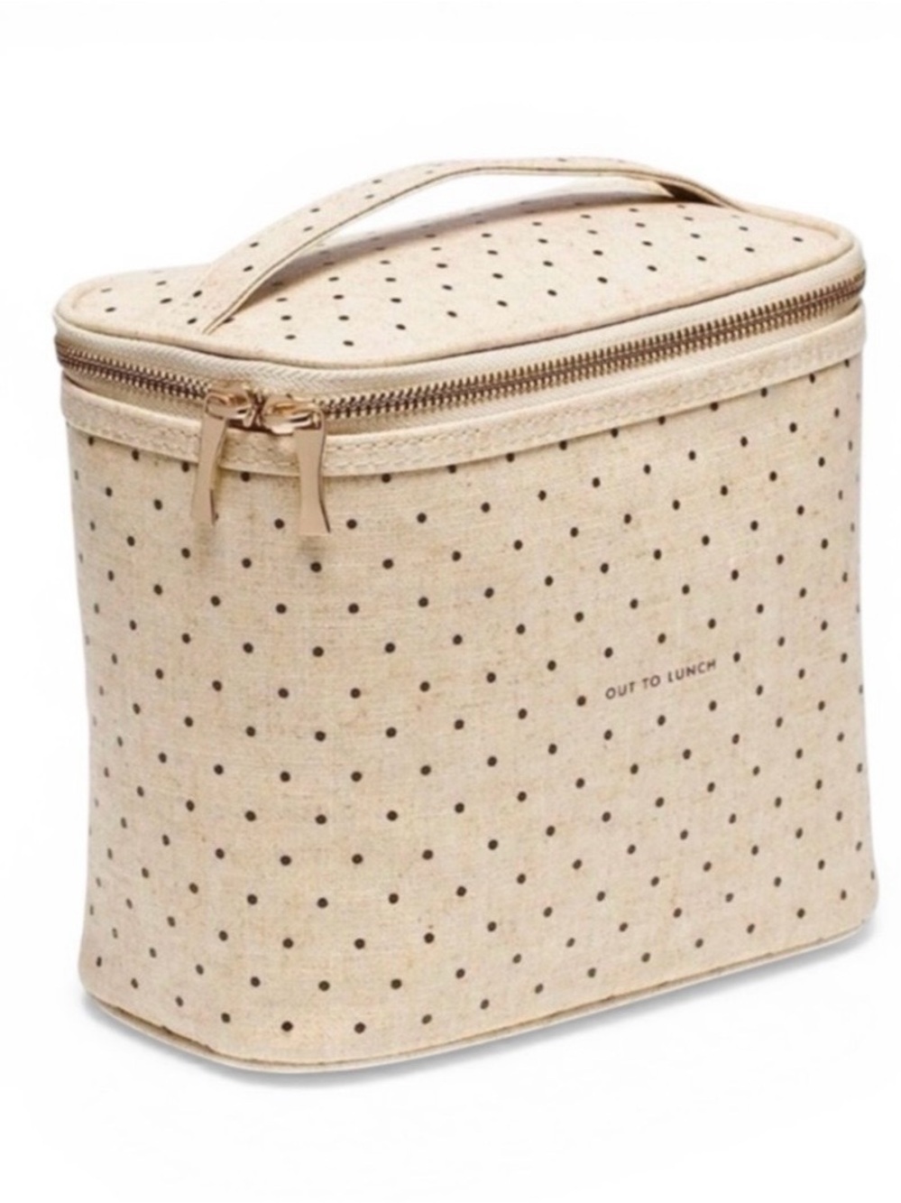 Kate Spade Linen Black Polka Dot Lunch Tote/Cosmetic Travel Bag (NWOT)